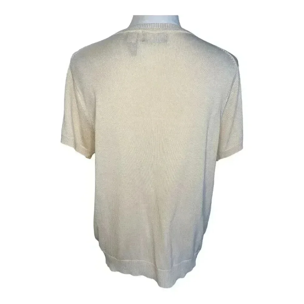 Liz Claiborne Women’s Petite Large Ivory Short‎ Sleeved Sweater